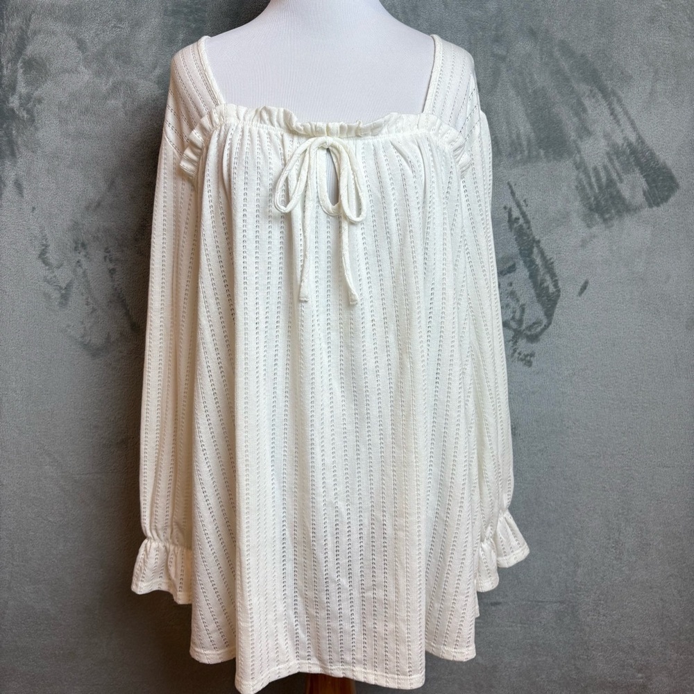 NWT Cato Feminine Romantic Flowy White Blouse Top Sz 18/20W